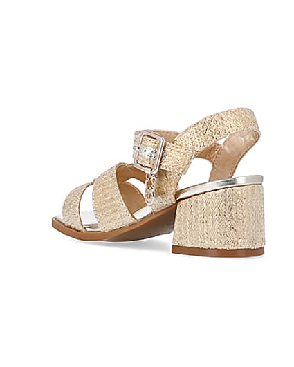 360 degree animation of product Girls gold block heeled sandals frame-6