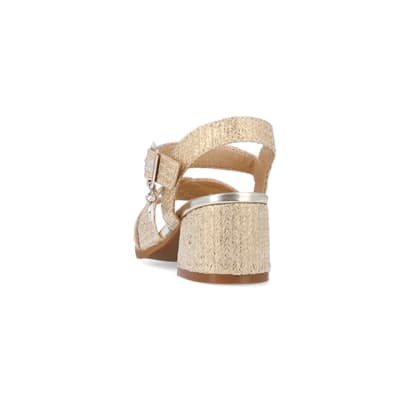 360 degree animation of product Girls gold block heeled sandals frame-8