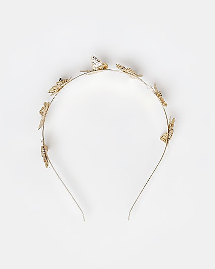 Girls gold butterfly headband