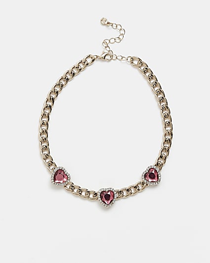 Girls gold chain heart necklace
