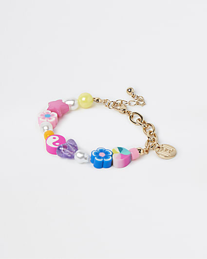 Girls gold colour bead chain bracelet