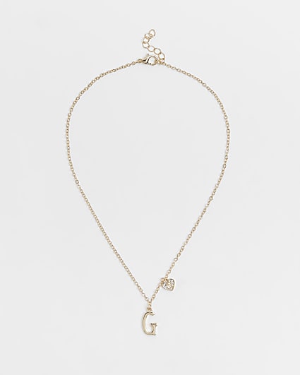 Girls gold colour initial 'G' necklace