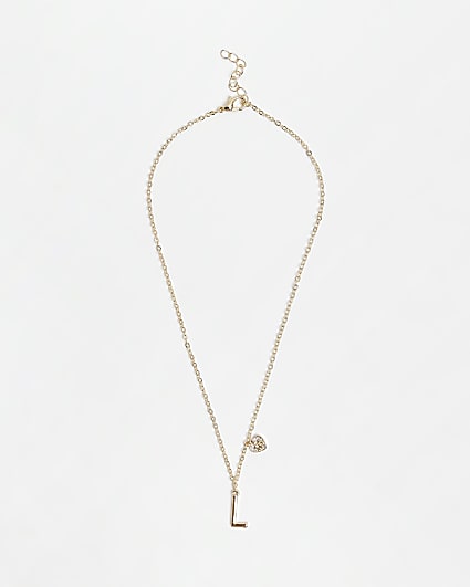Girls Gold colour Initial 'L' Necklace