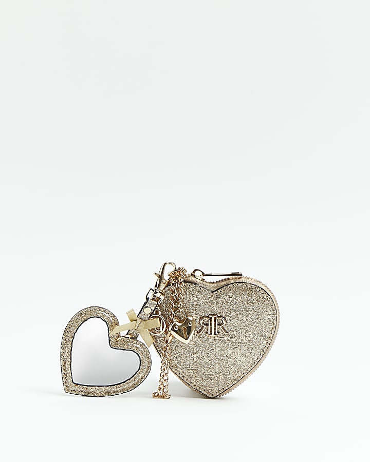 Girls gold colour RI heart purse