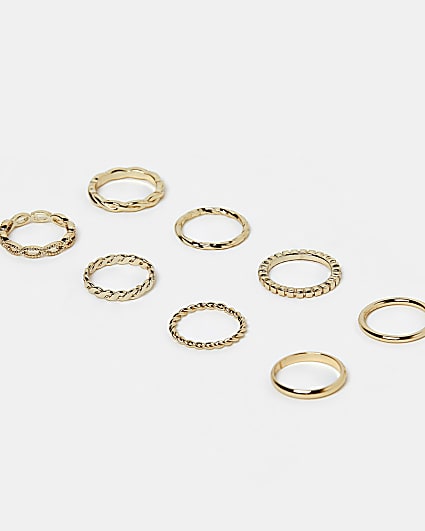 Girls gold colour stacking rings multipack
