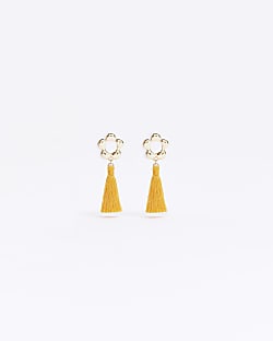 Girls Gold coloured Flower Tassel Earrings