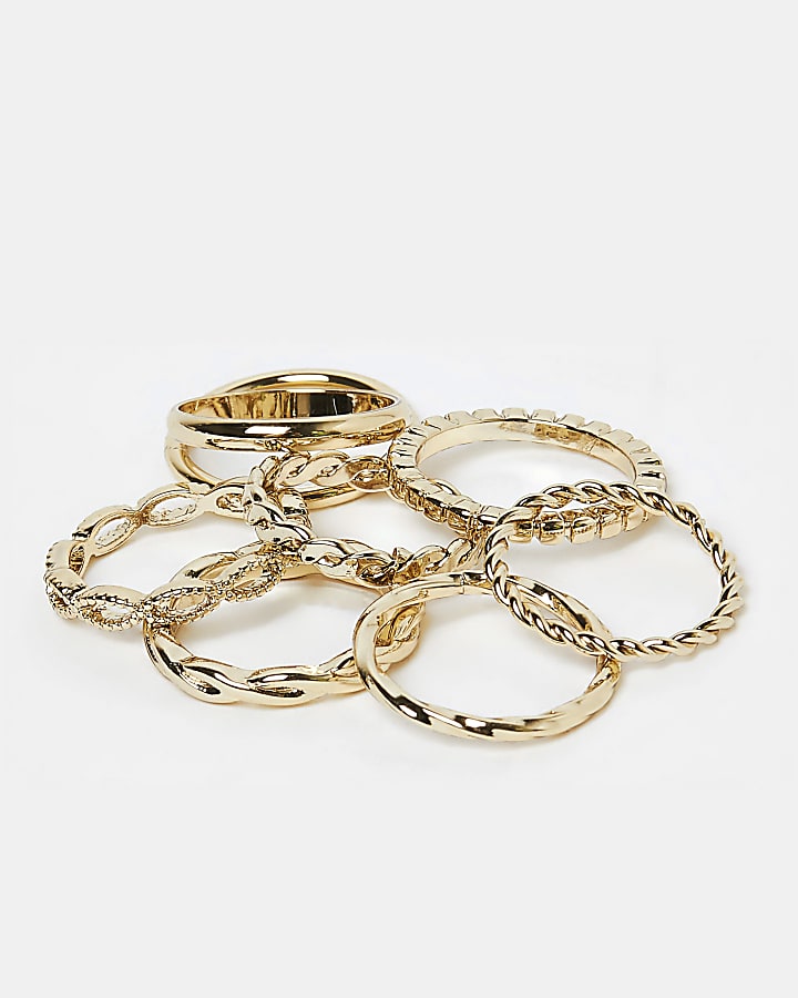Girls gold coloured stacking rings multipack