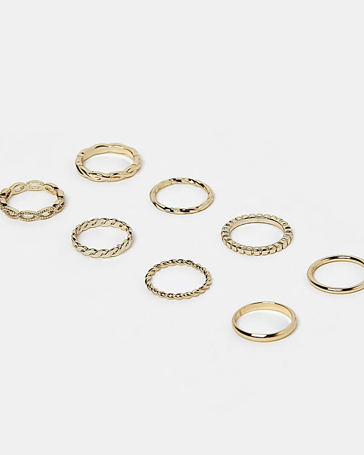 Girls gold coloured stacking rings multipack