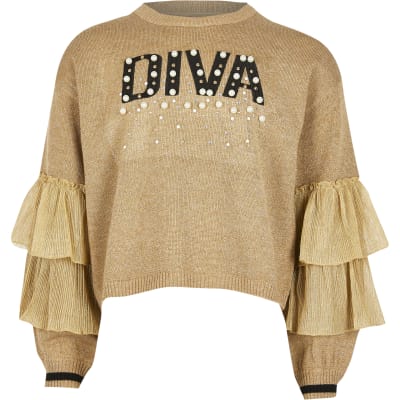 girls gold sweater