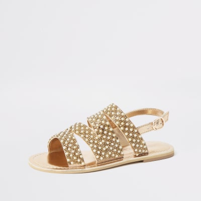 gold embellished sandals