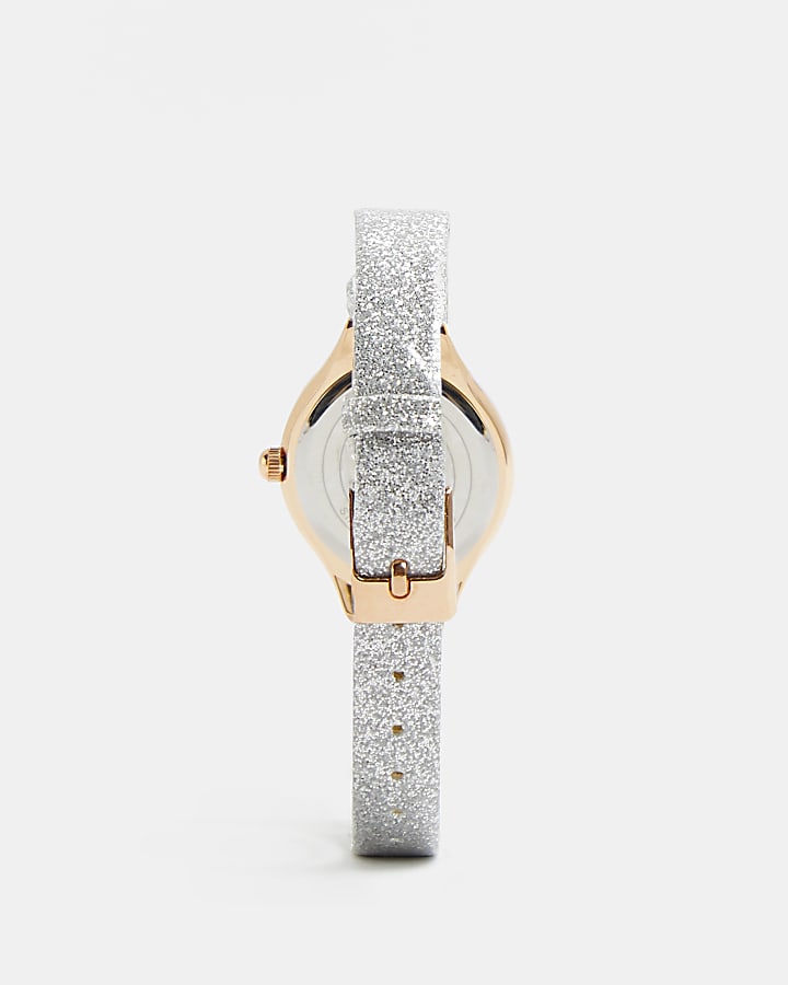 Girls gold face glitter strap unicorn watch