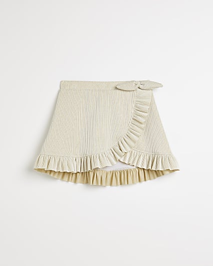 Girls gold frill wrap swim skirt