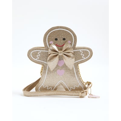 Girls Gold Gingerbread Man Cross Body Bag