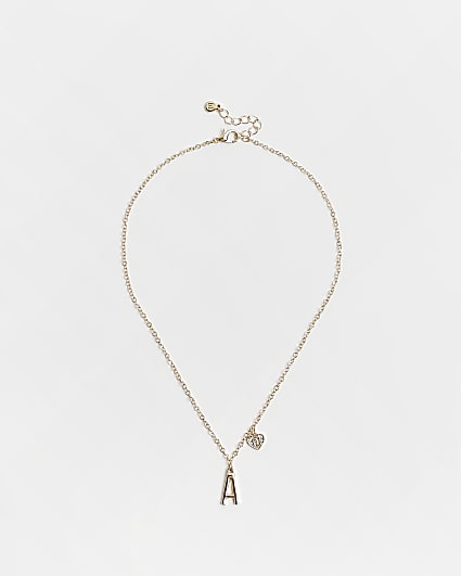 Girls gold initial 'A' necklace