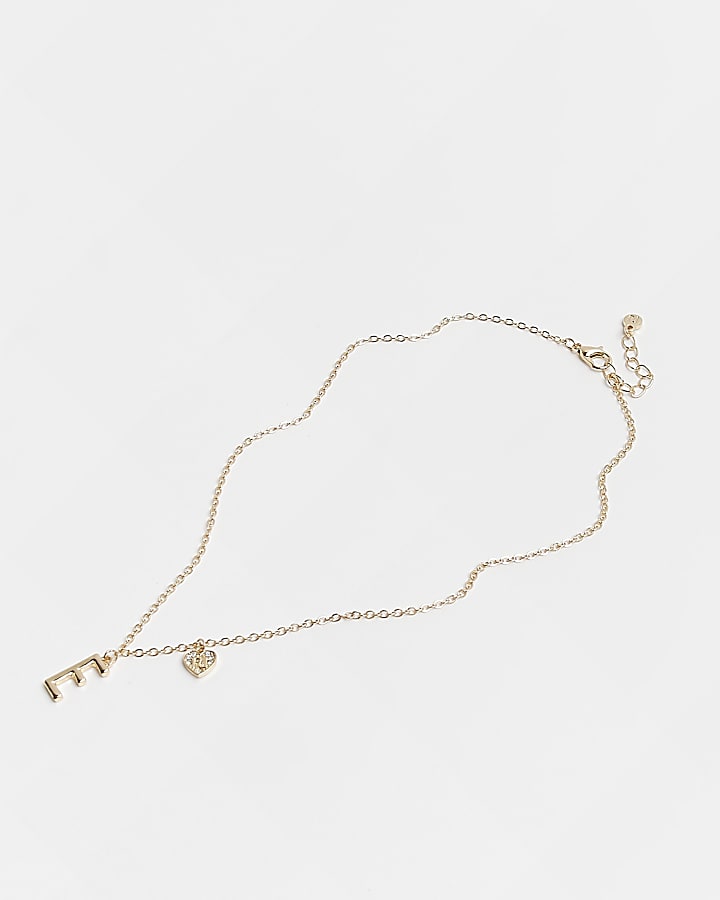 Girls gold initial 'E' necklace | River Island