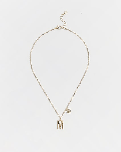 Girls gold initial 'M' necklace