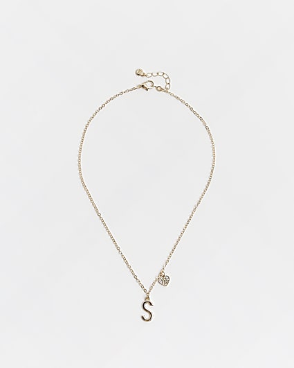 Girls gold initial 'S' necklace