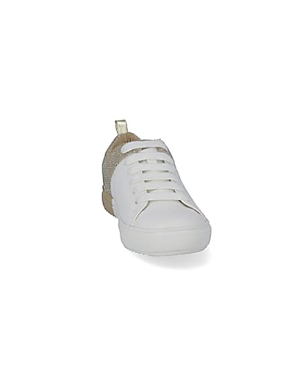 360 degree animation of product Girls gold metallic spliced lace-up trainers frame-20
