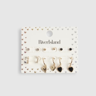 Girls Gold Pack Of 6 Mixed Earrings