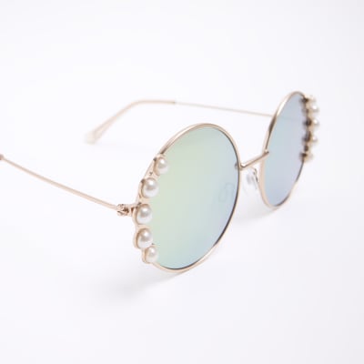 Girls Gold Pearl Round Sunglasses River Island 