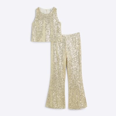 River island gold sequin top discount
