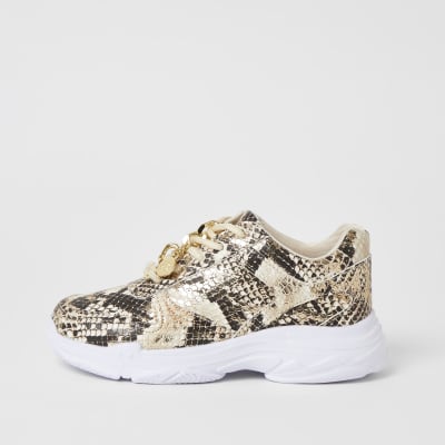 snake print chunky trainers