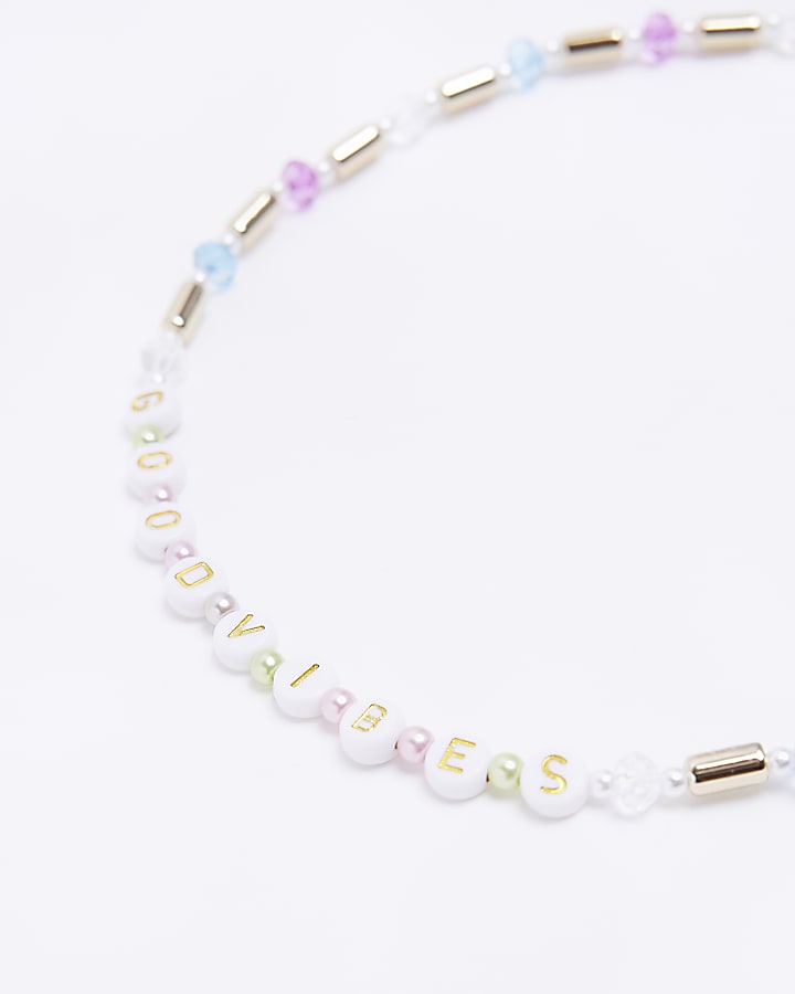 Girls Good Vibes Beaded Necklace