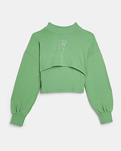 Girls Green 2 in 1 Embellished Sweatshirt