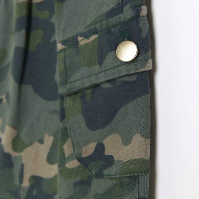 Girls Green Cargo Camo Wrap Skirt River Island
