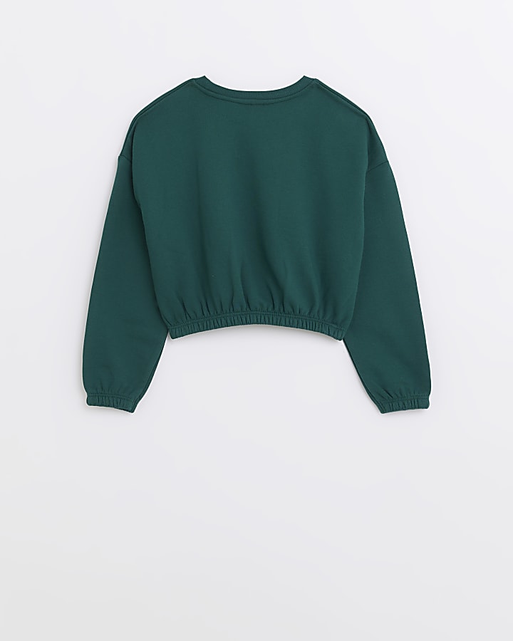 Girls green graphic cinched sweatshirt