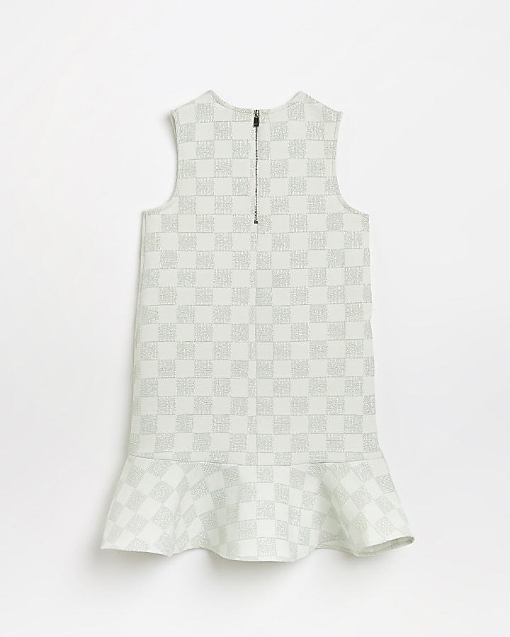 Girls green mint checkerboard dress