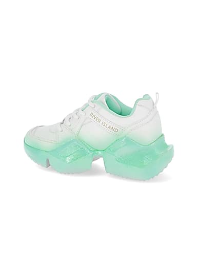 360 degree animation of product Girls green ombre fade glitter chunky trainer frame-4