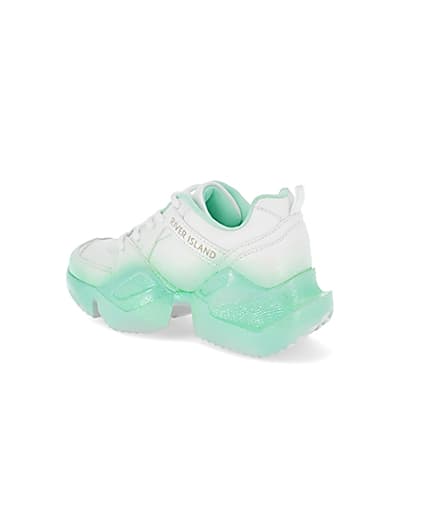360 degree animation of product Girls green ombre fade glitter chunky trainer frame-5