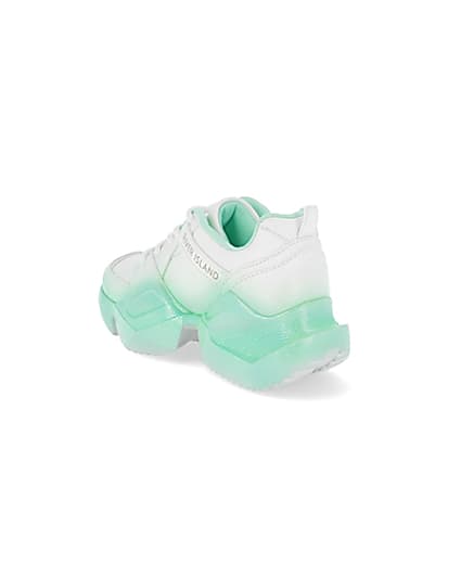 360 degree animation of product Girls green ombre fade glitter chunky trainer frame-6