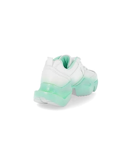 360 degree animation of product Girls green ombre fade glitter chunky trainer frame-11