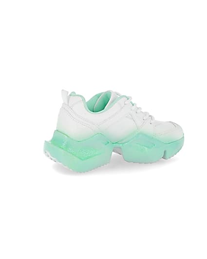 360 degree animation of product Girls green ombre fade glitter chunky trainer frame-13