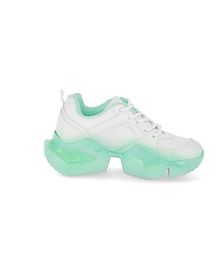 360 degree animation of product Girls green ombre fade glitter chunky trainer frame-15