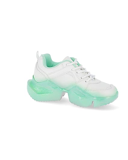 360 degree animation of product Girls green ombre fade glitter chunky trainer frame-16