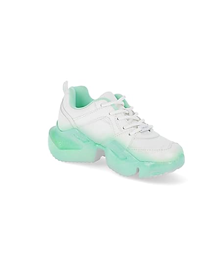 360 degree animation of product Girls green ombre fade glitter chunky trainer frame-17
