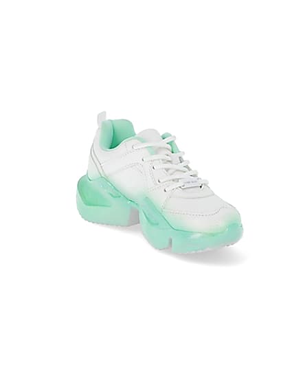 360 degree animation of product Girls green ombre fade glitter chunky trainer frame-18