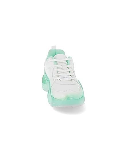360 degree animation of product Girls green ombre fade glitter chunky trainer frame-20