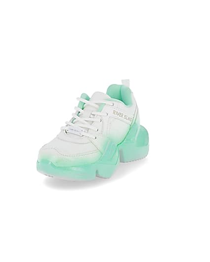 360 degree animation of product Girls green ombre fade glitter chunky trainer frame-23