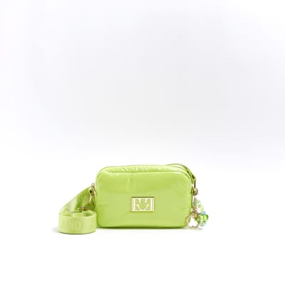 Girls green padded cross body Camera Bag