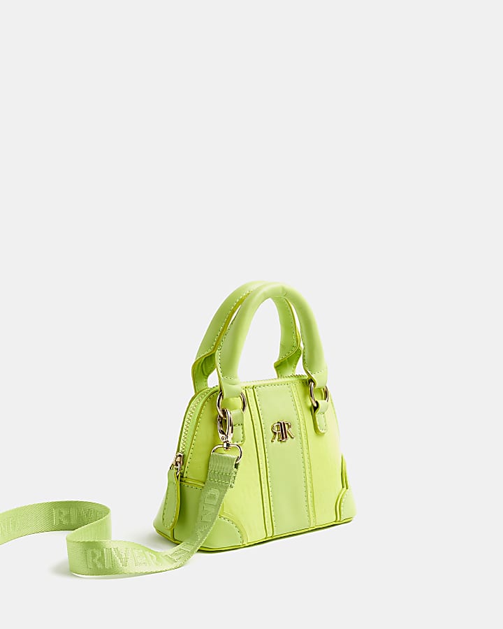 Girls green patent RI embossed tote bag