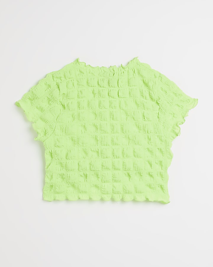Girls green popcorn textured t-shirt