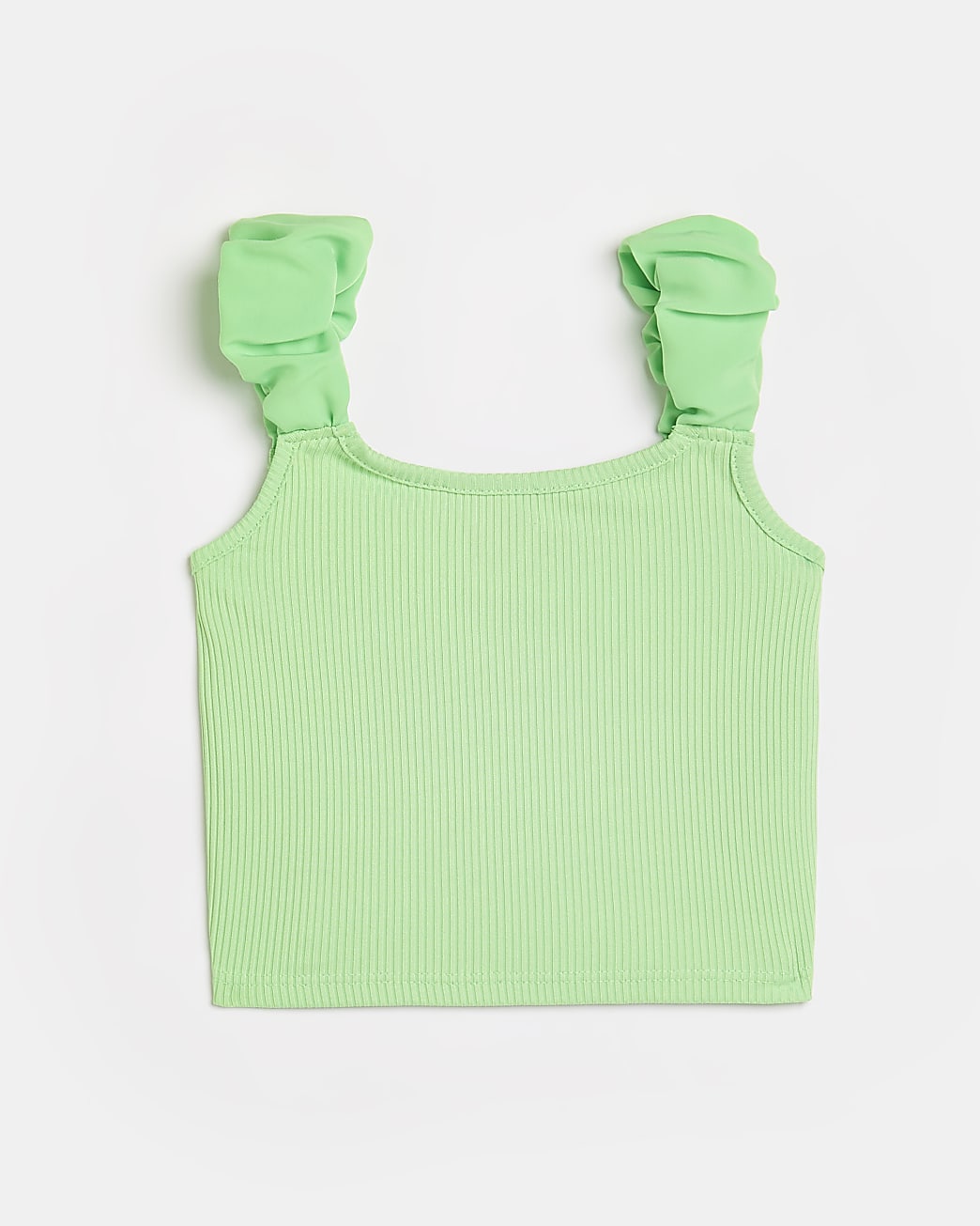 Girls green scrunch strap cropped camisole | River Island