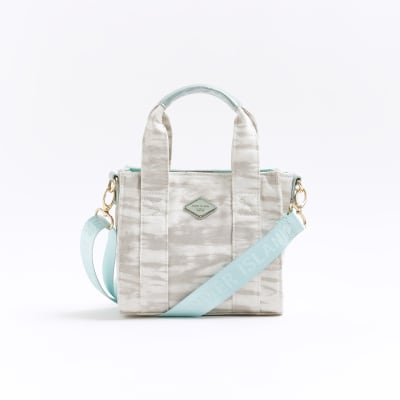 Girls green tie dye marble tote bag