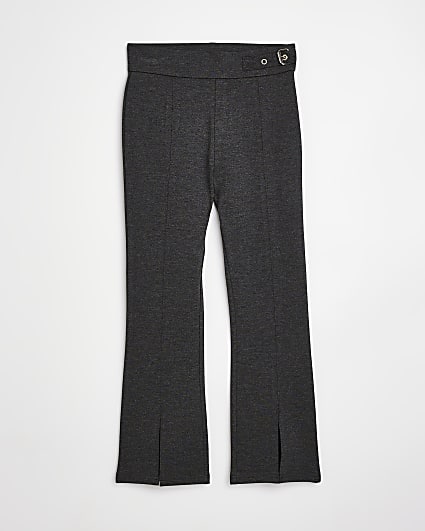 Girls grey Buckle Split Front Flared trousers