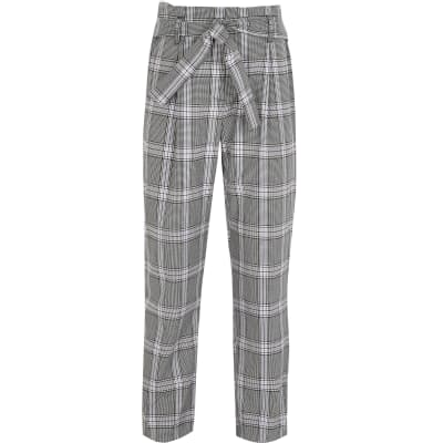 Girls grey check trousers | River Island