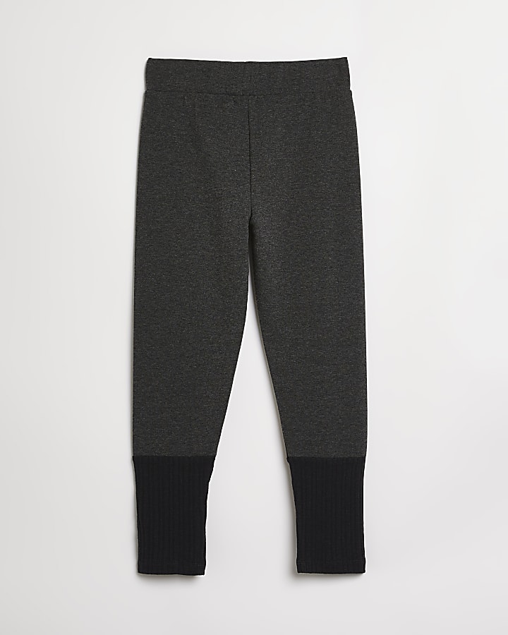 Girls grey colour block leggings